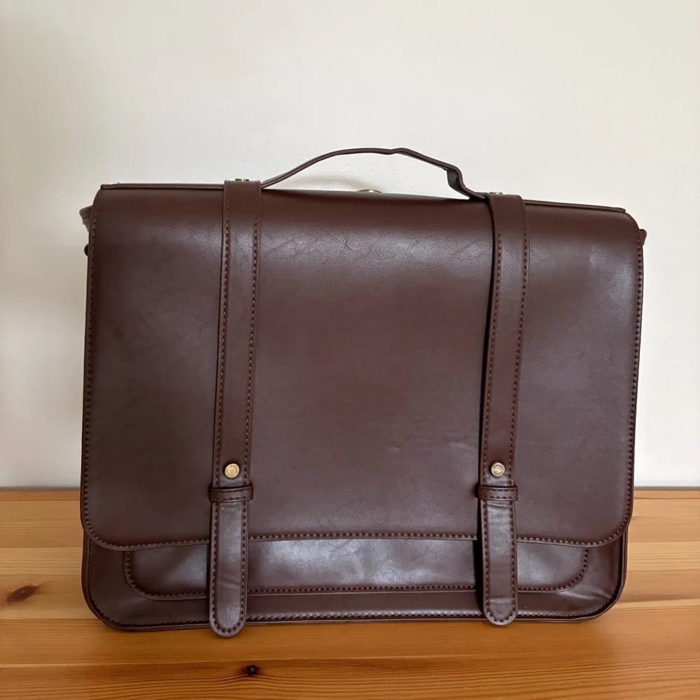 ECOSUSI Bow Briefcase - Brandy Brown - No bow or strap
